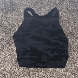 Athleta Black Camo High Neck Crop Tank